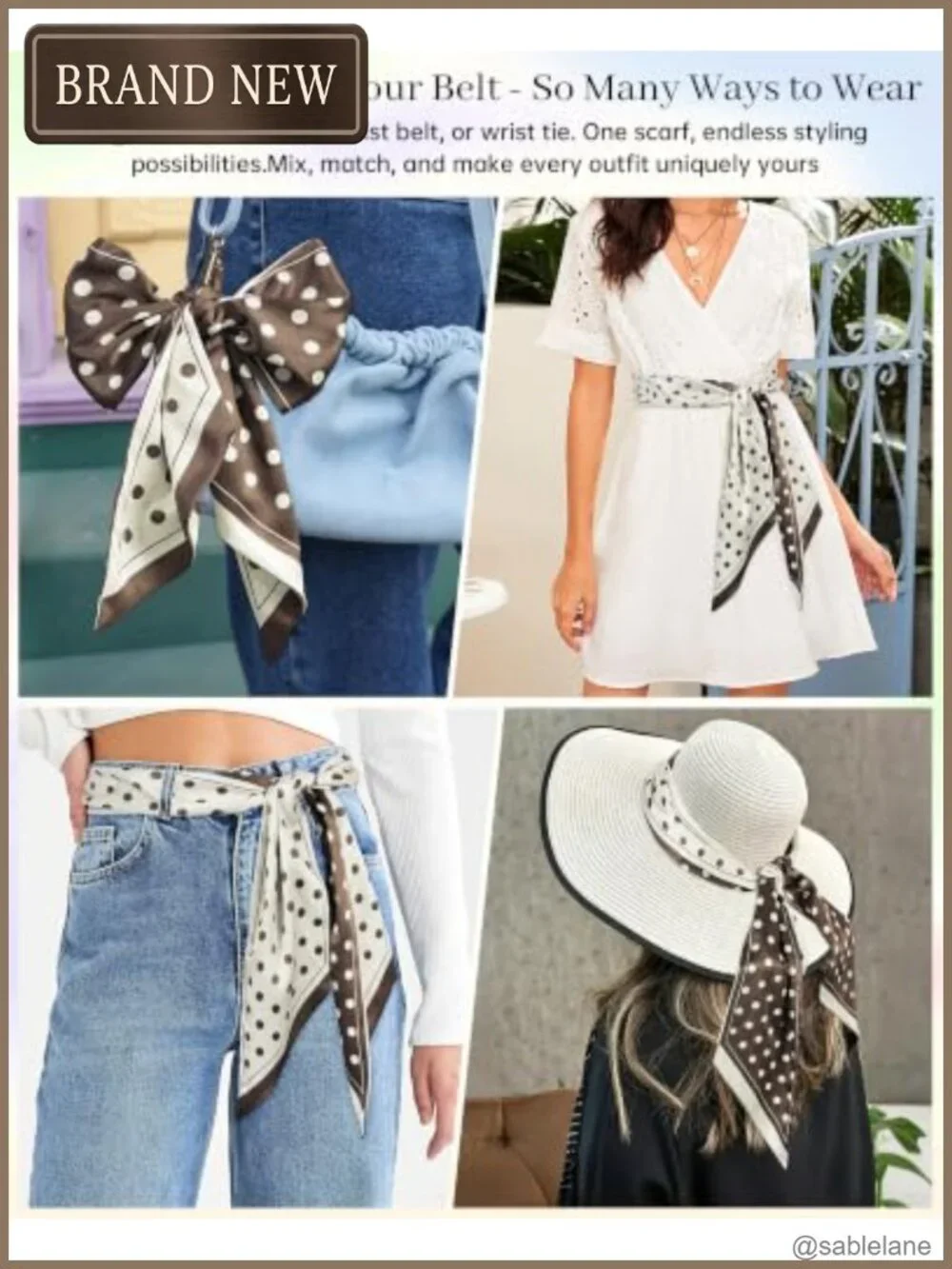 Satin Touch Polyester Scarf, Skinny Neck Scarf for Handbags & Hair
